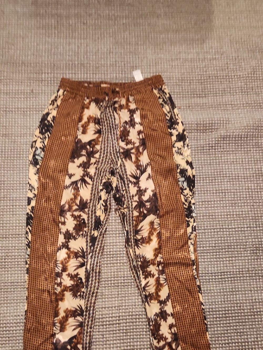 Women Brown Floral Print Stretch Waistband Pants